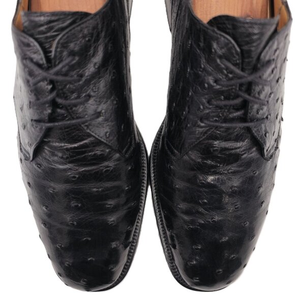 Mezlan Platinum Exotic Full Quill Ostrich Dress Shoes Men\'s 11.5M Black Oxfords main image 4